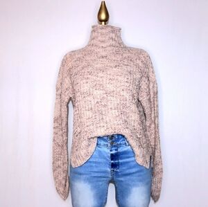 Express Wool High Neck Chunky Knit Pullover Sweater, Medium Color: Beige
